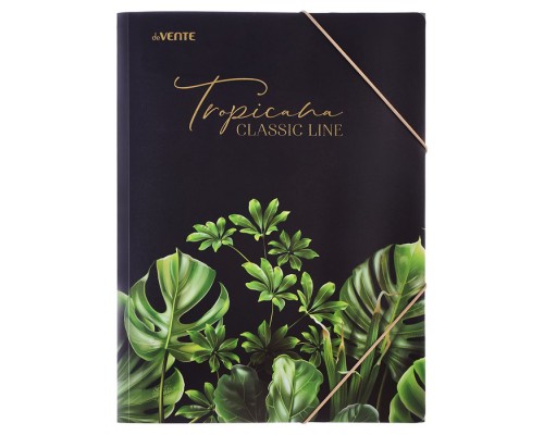 Папка с резинкой "Tropicana" A4 (240x320 мм) 400 мкм, фактура "песок" тиснение фольгой, вертикальная резинка, 3 клапана, индивидуальная упаковка