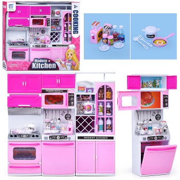 Набор мебели для кукол "Кухонный гарнитур" розовый, в коробке
