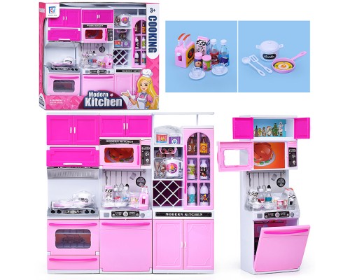 Набор мебели для кукол "Кухонный гарнитур" розовый, в коробке
