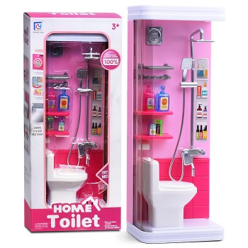 Набор мебели "Уборная с душем" розовая, в коробке