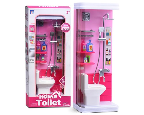 Набор мебели "Уборная с душем" розовая, в коробке