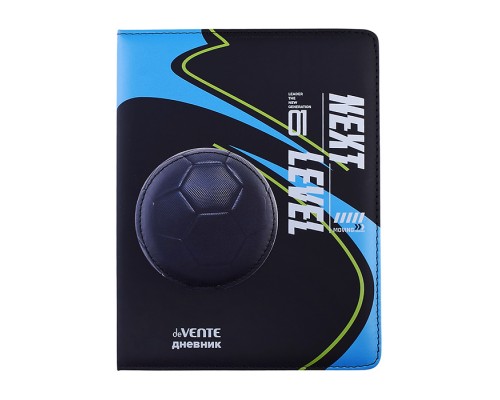 Дневник 1-11кл. "Next Level Football" универсальный блок, 48 листов, белая бумага 80 г/м&sup2;, печать в 1 краску, твердая обложка из искусственной кожи, шелкография, аппликация из искусственной кожи с поролоном, цветная печать, отстрочка, 1 ляс