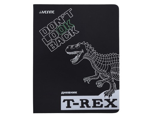 Дневник 1-11кл. "T-Rex" универсальный блок, 48 листов, белая бумага 80 г/м&sup2;, печать в 1 краску, твердая обложка из искусственной кожи, шелкография, светоотражающая печать, 1 ляссе