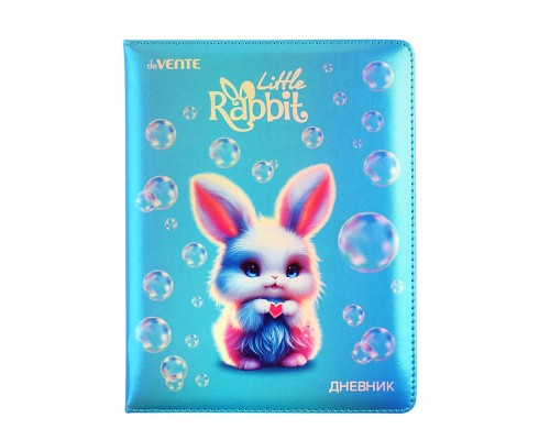 Дневник 1-11кл. "Little Rabbit" универсальный блок, 48 листов, белая бумага 80 г/м&sup2;, печать в 1 краску, твердая обложка из искусственной кожи с поролоном, цветная печать, отстрочка, цветной форзац, 1 ляссе
