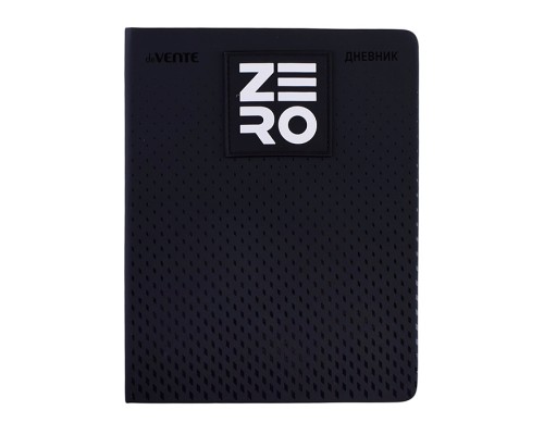 Дневник 1-11кл. "ZERO"  универсальный блок, 48 листов, белая бумага 80 г/м&sup2;, печать в 1 краску, твердая обложка из искусственной кожи, выборочный лак, объемная аппликация rubber patch, 1 ляссе