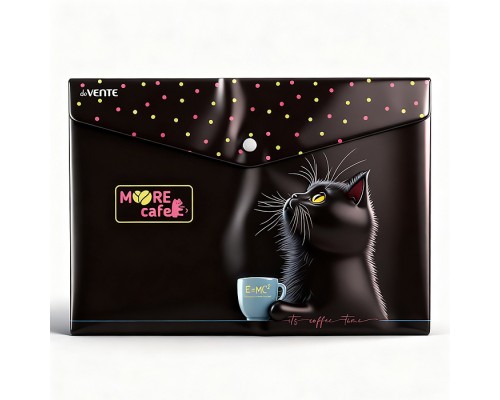 Папка-конверт на кнопке "MooreCafe" A4 (330x235 мм) 180 мкм, непрозрачная с рисунком, фактура песок, индивидуальная маркировка