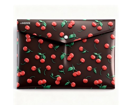 Папка-конверт на кнопке "Very Cherry" A4 (330x235 мм) 180 мкм, непрозрачная с рисунком, фактура песок, индивидуальная маркировка