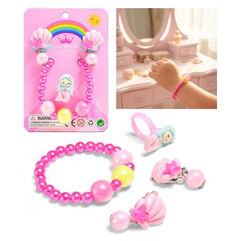 Набор украшений "Русалочка" (браслет, кольцо и клипсы) в пакете