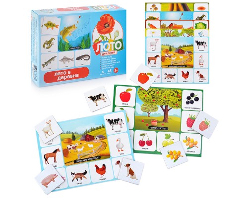 Лото детское "Лето в деревне" в коробке