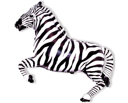 Шар (16''/41 см) Мини-фигура, Зебра, Черный, 1 шт.
