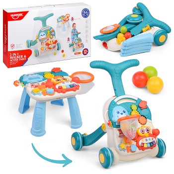 Игровой центр-Каталка "Вместе весело" голубой, на батарейках, в коробке