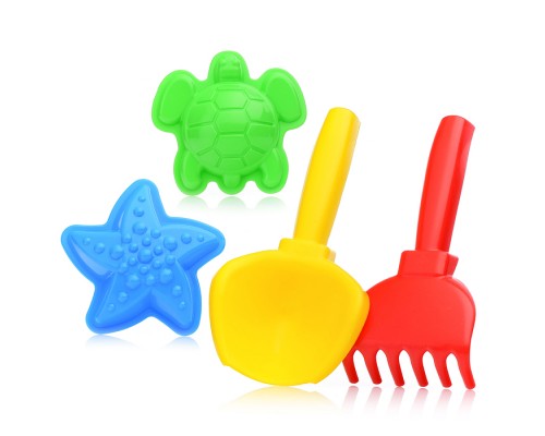 Песочный набор "Морской"( 2 формочки, совок,грабли)