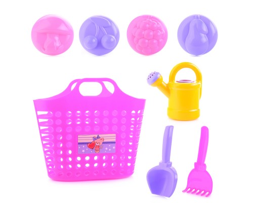 Песочный набор "Принцесса песочницы" ( 4 формочки, совок, грабли, леечка)