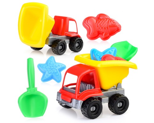 Песочный набор "Дорожный" в рюкзаке ( 2 формочки, совок, машинка )