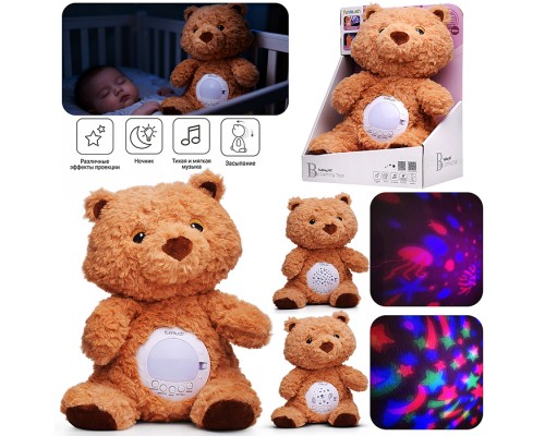 Медведь "Плюшевый друг" свет, звук, в коробке