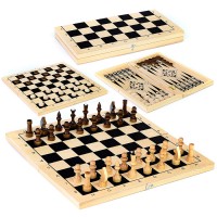 Набор 3 в 1 Нарды, шашки, шахматы с полем. Дерево. 415*215мм &plusmn; 15мм.