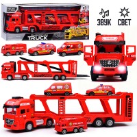 Машина "Автовоз-пожарный"(свет, звук) в коробке