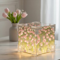 Набор для творчества-светильник "Куб" розовые тюльпаны, в пакете