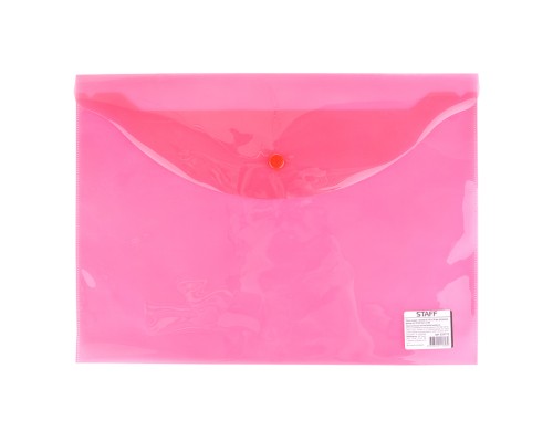 Папка-конверт с кнопкой эконом, А4, 340*240мм, прозрачная, красная, до 100 лист, 0,12мм,