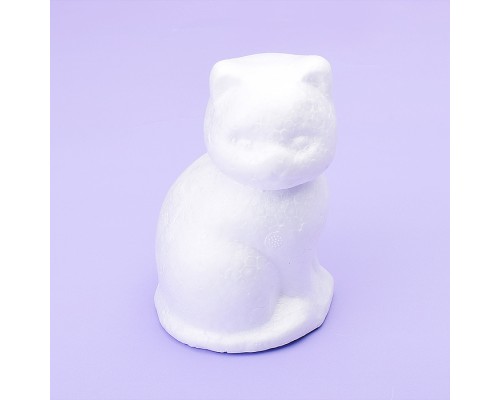 Заготовка для декорирования "Кот большой" из пенополистирола, 140x90 мм, 1 шт, в пластиковом пакете с подвесом