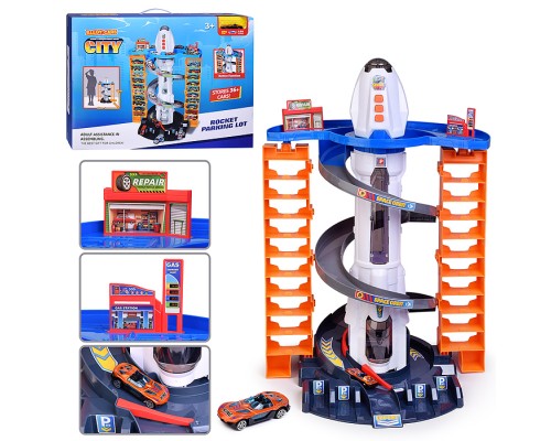Парковка "Сити-паркинг" 1 металлическая машина в наборе, (свет, звук) в коробке