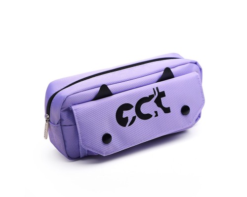 Пенал "Happy. Cat" 210x90x60 мм, плотный износостойкий полиэстер с водоотталкивающей пропиткой, отделение на молнии, прямоугольный для 70 предметов, передний карман на молнии со створкой органайзером на липучке, задний карман на молнии, сиреневы