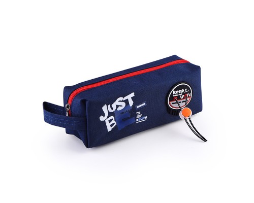Пенал "Just Be" 215x75x75 мм, плотный износостойкий полиэстер с водоотталкивающей пропиткой, прямоугольной формы с отделением на молнии для 60 предметов, декоративный элемент, ручка для переноски, ассорти 3 дизайна, полноцветная печать