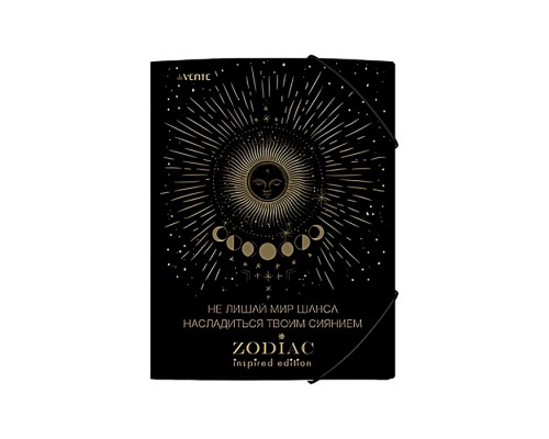 Папка с резинкой "Zodiac" A4 (240x320 мм) 400 мкм, тиснение фольгой, вертикальная резинка, 3 клапана, индивидуальная упаковка