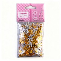 Пайетки декоративные "DIY Snowflakes"15 г, формы снежинок, золотые и серебряные, в пластиковом пакете с подвесом