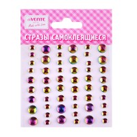 Стразы акриловые самоклеящиеся "DIY Iridescent Pearl" 54 шт, переливающиеся, 6 мм &ndash; 24 шт, 8 мм &ndash; 18 шт, 10 мм &ndash; 12 шт), в пластиковом пакете с блистерным подвесом