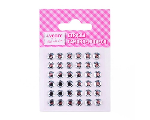 Стразы акриловые самоклеящиеся "deVENTE. DIY Iridescent Geometric" 36 шт (6 -10 мм) круглые, серебристые, карточка 65x65 мм, в пластиковом пакете с блистерным подвесом