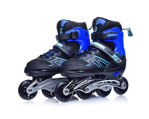 Роликовые коньки раздвижные, PU колёса, размер L, черно-синие, в сумке