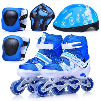 Ролики детские, размер S, синие (со шлемом и защитным снаряжением)