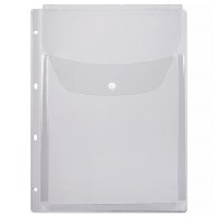 Папка-вкладыш с расширением с клапаном на кнопке A4 (243x310 мм) до 250 листов, 180 мкм, 4 отверстия, ПВХ, прозрачный, индивидуальная маркировка