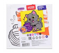 Картина по номерам "Котёнок с клубочком" 15х15см