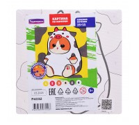 Картина по номерам "Коровка-котёнок" 15х15см