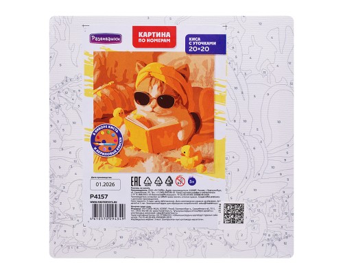 Картина по номерам "Киса с уточками" 20х20см