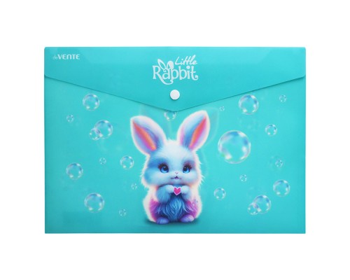 Папка-конверт на кнопке "Little Rabbit" A4 (330x235 мм) 180 мкм, матовая полупрозрачная с рисунком, с искрящейся фактурой, индивидуальная маркировка