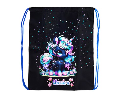 Сумка для сменной обуви "Unicorn" 35x43 см, 1 отделение, износостойкая водоотталкивающая ткань с рисунком, на веревочной завязке, полноцветная печать