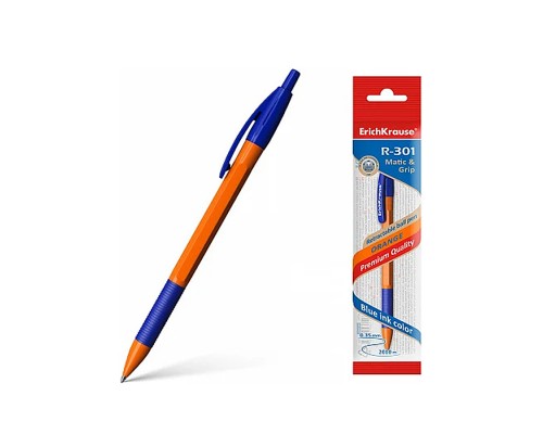Ручка шариковая автоматическая R-301 Matic&Grip Orange 0.7, цвет чернил синий