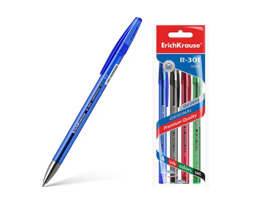 Набор ручкек гелевых  R-301 Original Gel 0.5, цвет чернил: синий, черный, красный, зеленый