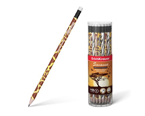 Карандаш чернографитный, круглый, с ластиком Savanna HB