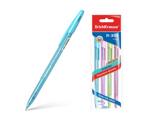 Набор ручкек шариковых   R-301  4 штуки  Spring Stick 0.7, цвет чернил синий