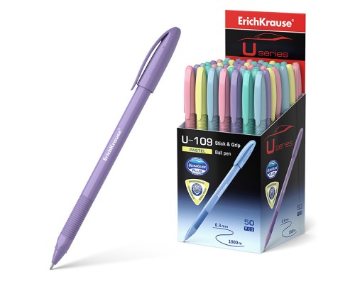 Ручка шариковая U-109 Pastel Stick&Grip 1.0, Ultra Glide Technology, цвет чернил синий (в коробке по 50 шт.)