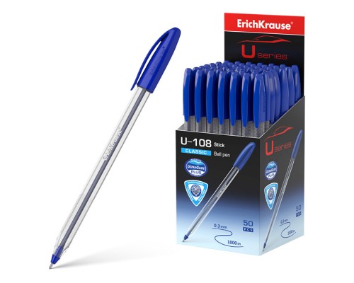 Ручка шариковая ErichKrause&reg; U-108 Classic Stick 1.0, Ultra Glide Technology, цвет чернил синий