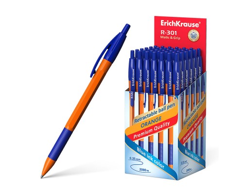 Ручка шариковая автоматическая R-301 Orange Matic&Grip 0.7, цвет чернил синий