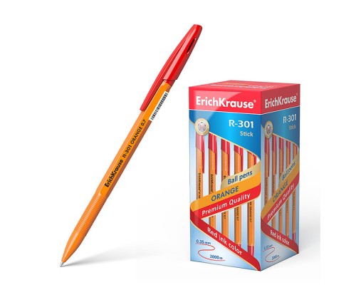 Ручка шариковая Stick Orange 0.7, цвет чернил красный