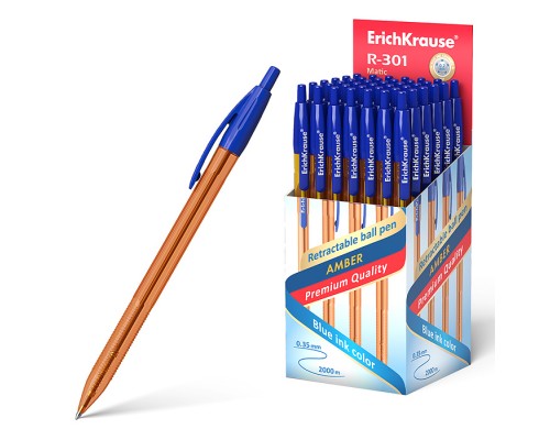 Ручка шариковая автоматическая R-301 Matic Amber 0.7 цвет чернил синий