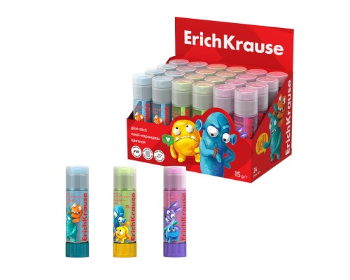 Клей-карандаш EasyStick Jolly Friends, 15г, цветной