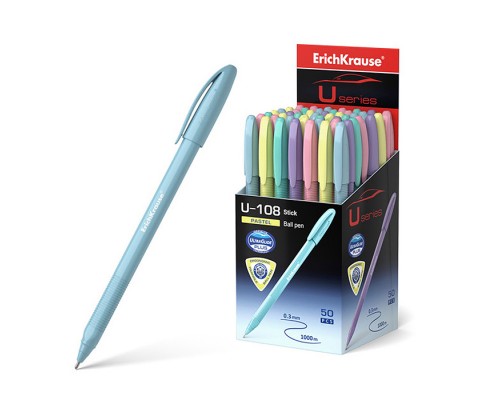 Ручка шариковая U-108 Stick Pastel 0.7, Ultra Glide Technology, цвет чернил синий (в коробке по 50 шт.)